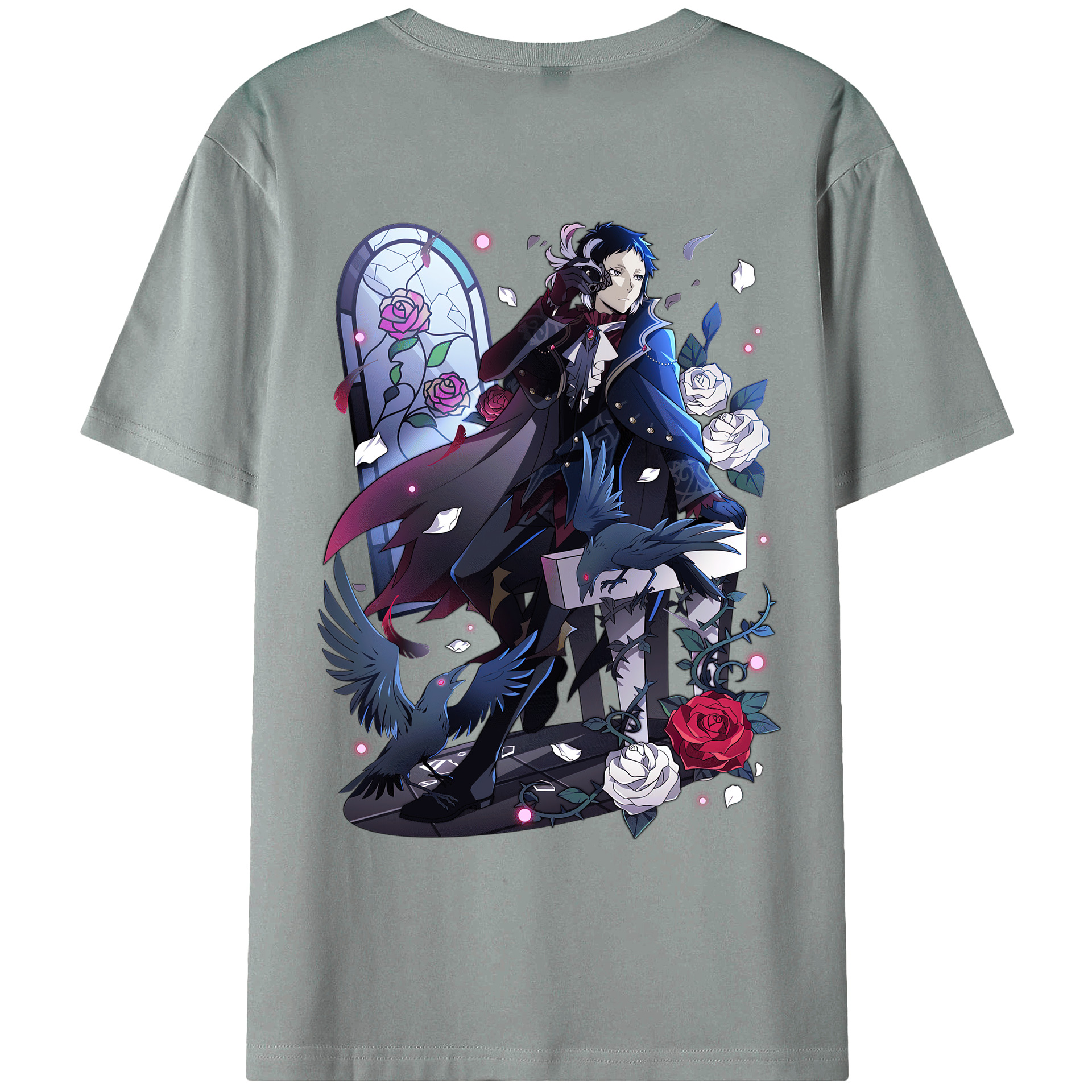 （画像用） 文豪ストレイドッグス Bungo Stray Dogs 綿100％ メンズ半袖Tシャツ（バックプリント） 通気性